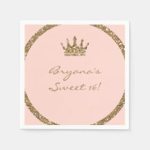 Rosa glittrande guld glitter Sweet 16 prinsessans 