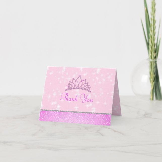 Rosa glittrande prinsessa tackkort (Framsida)