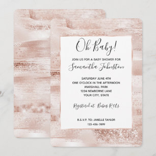 Rosa Glittrig Glitter Gnistrande Babyfirande Inbjudningar
