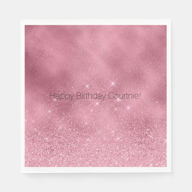 Rosa Glitz Birthday Pappersservett (Framsidan)