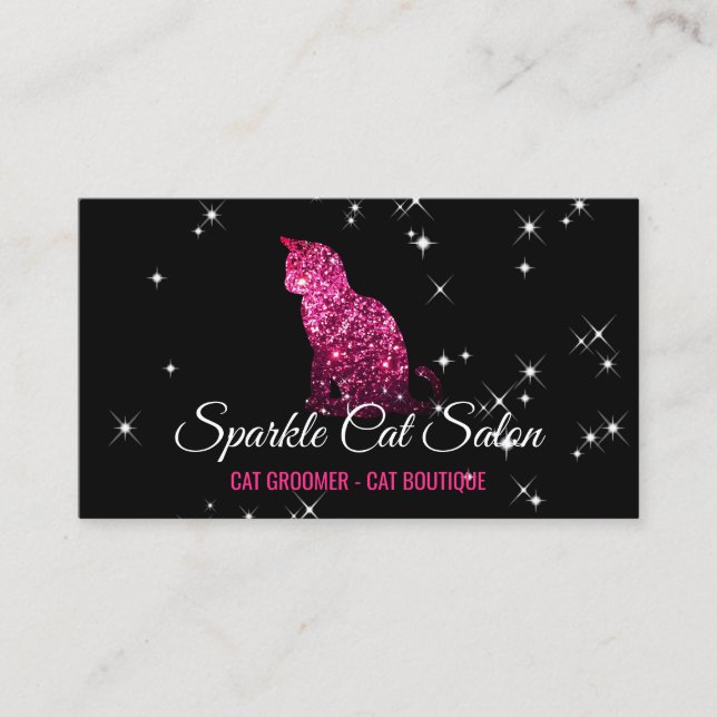 Rosa Glitz Glam Starlust Katt Visitkort (Framsida)