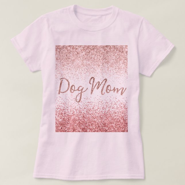 Rosa Glitz Gnistra Glitter Hund Mamma T Shirt (Design framsida)
