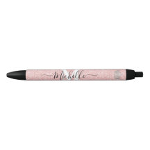 Rosa Glitz Monogram Kron Anpassad Autografpenna