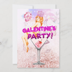 Rosa Glitzy Glamous Galentine's Day Party Kort