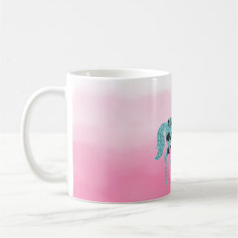 Rosa Glitzy Glitter Aqua Unicorn Dream Kaffemugg