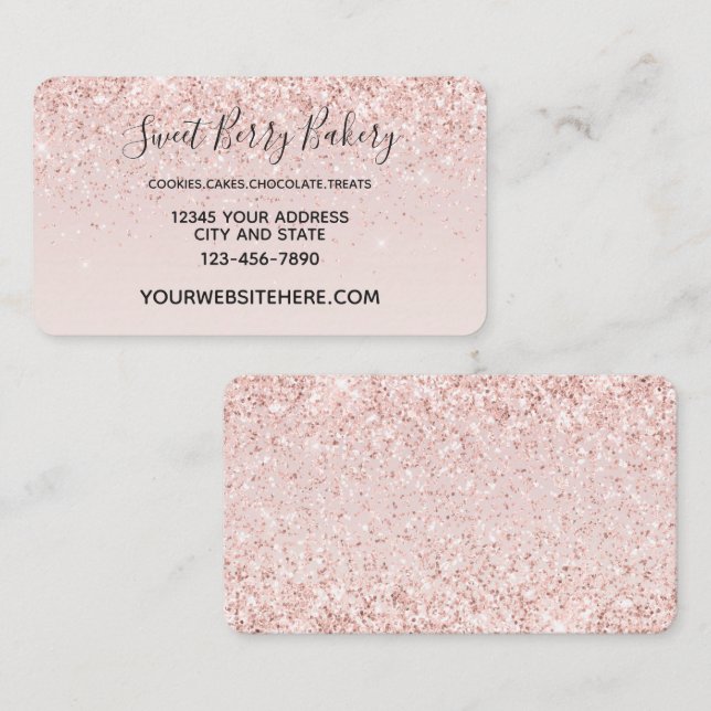  Rosa Glitzy Glitter Gnistra Visitkort (Fram/baksida)