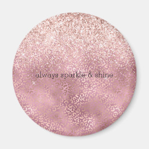 Rosa Glitzy Glitter Leopard Print Magnet