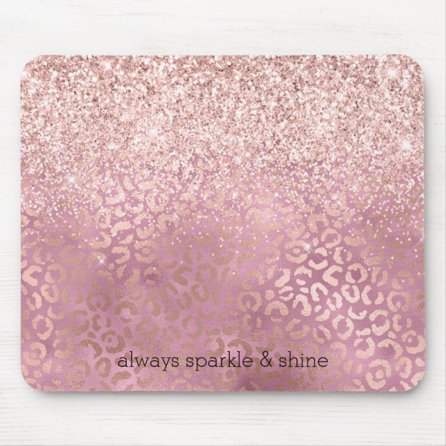 Rosa Glitzy Glitter Leopard Print Musmatta (Framsidan)