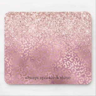 Rosa Glitzy Glitter Leopard Skriv ut Musmatta