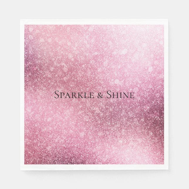Rosa Glitzy Glitter Personlig  Pappersservett (Framsidan)