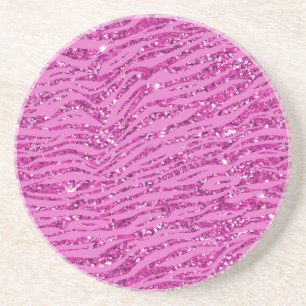 Rosa Glitzy Gnistra Glitter Zebra tryck Underlägg