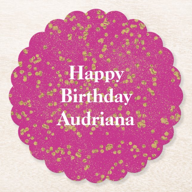 Rosa Glitzy Guld Gnistra  Confetti Dots Underlägg Papper (Framsida)