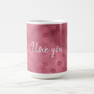 Rosa Glitzy Läppar Kaffemugg
