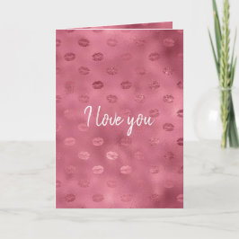 Rosa Glitzy Läppar Kärlek Kort