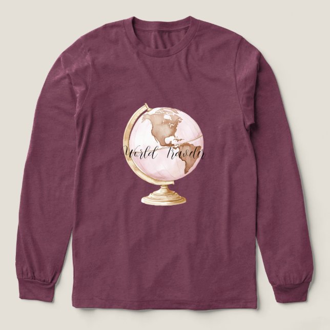 Rosa Globet Världsresenär T Shirt (Design framsida)