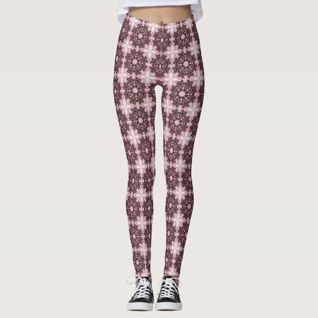 Rosa Glow Geometric Batik Fusion Leggings (Framsida)