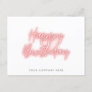 Rosa Glowing Neon Business Birthday Vykort