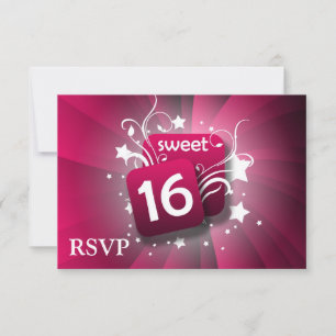 Rosa Glowing Swirls and Stars Sweet 16 OSA Kort