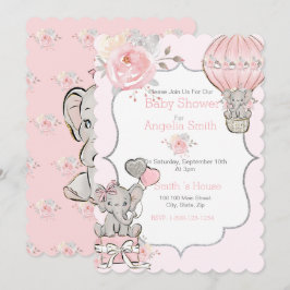 Rosa Gnistra Elephant Baby Shower - platta kort