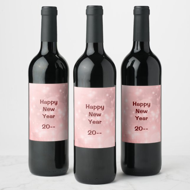 Rosa Gnistra Gott nytt år Vin Vinflaska Etikett (Flaskor)