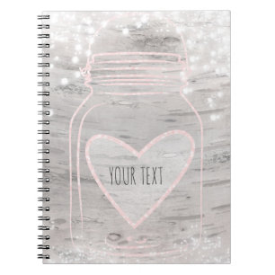 Rosa Gnistra Heart Mason Burk & Ljus Rustic Glam Anteckningsbok