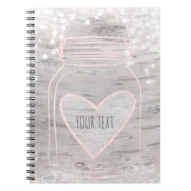 Rosa Gnistra Heart Mason Burk & Ljus Rustic Glam Anteckningsbok (Framsidan)