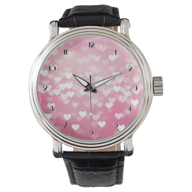Rosa Gnistra Hearts Mönster Wrist Watch Armbandsur (Framsida)