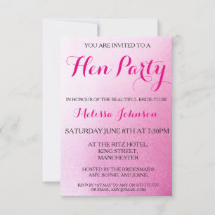 Rosa Gnistra Hen Party-inbjudan Inbjudningar