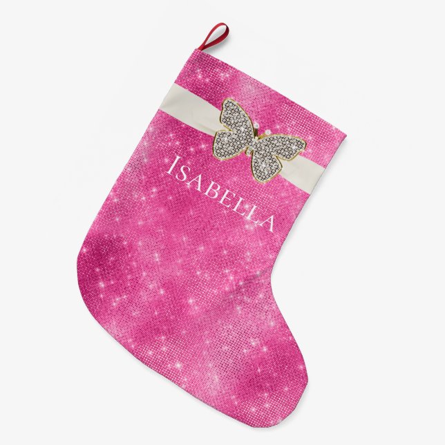 Rosa Gnistra judisk fjäril Stor Julstrumpa (Framsidan (Hängande))
