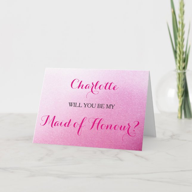 Rosa Gnistra kommer du att bli mitt Maid of honor- Inbjudan (Framsida)