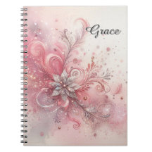 Rosa gnistrande silver glitter blomma personlig