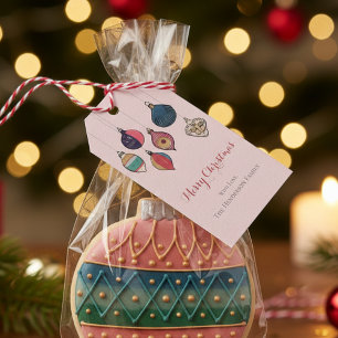 Rosa God jul Hanging Vintage Julafton Ornaments Presentetikett