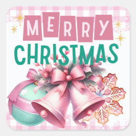 Rosa God jul-klistermärke Fyrkantigt Klistermärke