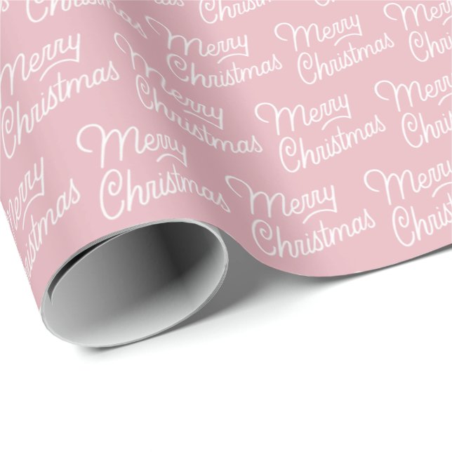 Rosa God jul Mönster Wrapping Papper Presentpapper (Rullad Hörn)