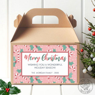 Rosa God Jul Rektangulärt Klistermärke