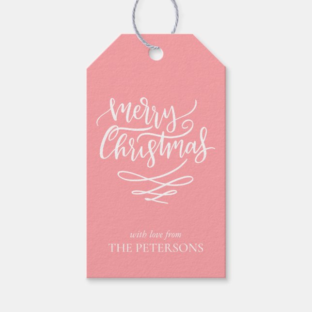 Rosa God jul Script Julgranar Presentetikett (Framsidan)