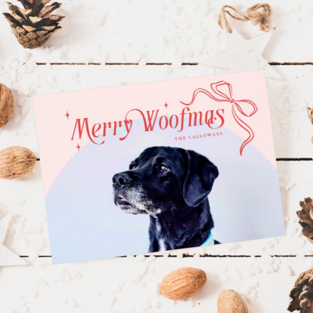 Rosa God Woofmas Hund Jul Högtidlig Kort (Skapare uppladdad)