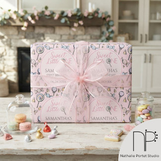Rosa Godis Baby Shower Söt Liten En Presentpapper