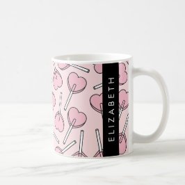 Rosa godisar, hjärta godisar, godis, Ditt Namn Kaffemugg