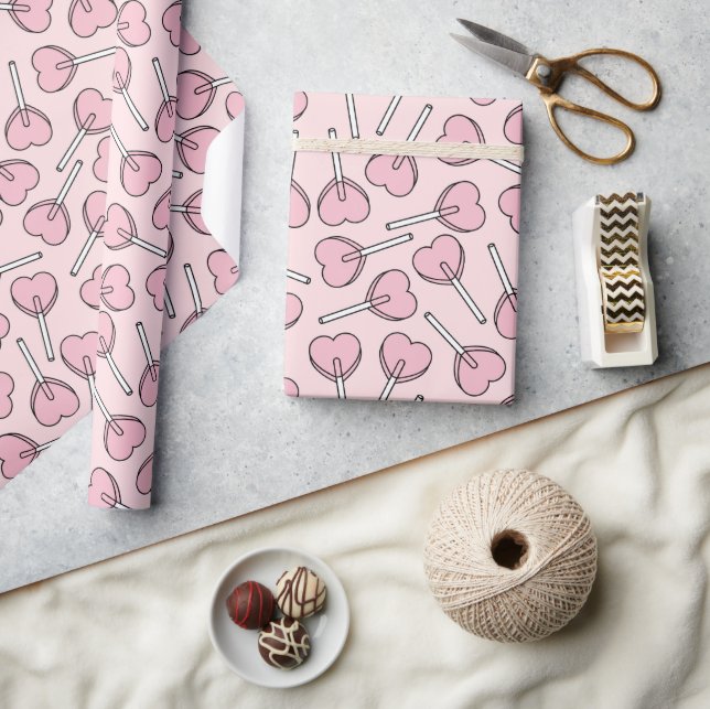 Rosa godisar, hjärta godisar, godis mönster presentpapper (Hantverk)