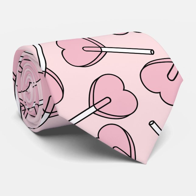 Rosa godisar, hjärta godisar, godis mönster slips (Rullad)