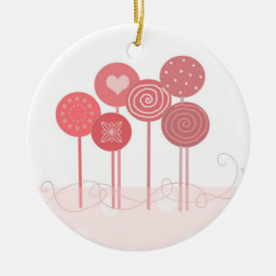 Rosa godisar julgransprydnad keramik