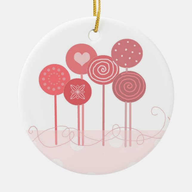 Rosa godisar julgransprydnad keramik (Framsidan)
