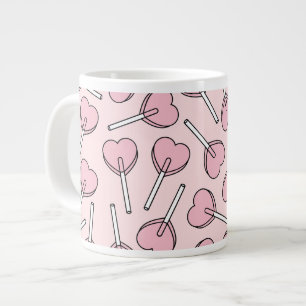 Rosa godisstavar, hjärta godisstavar, godisstav mö jumbo mugg
