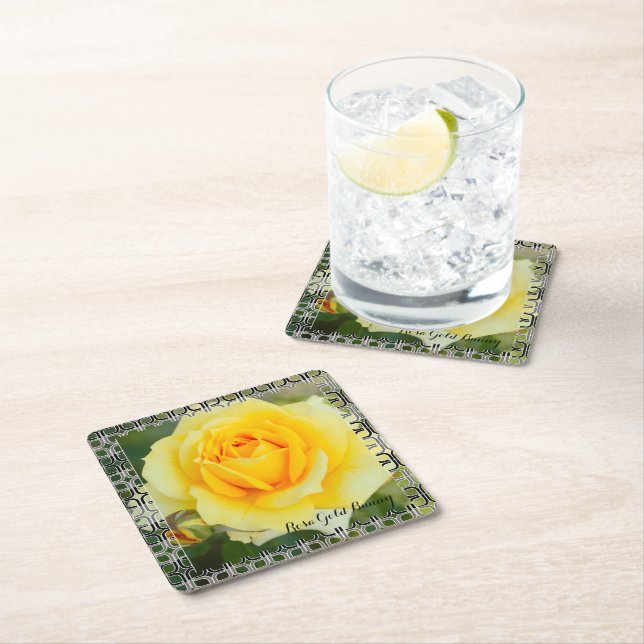 Rosa Gold Bunny [Paper Coaster] Underlägg Papper Kvadrat (Insitu)
