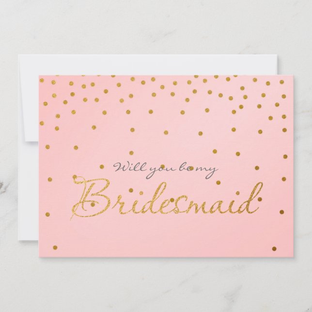  Rosa Gold Foil Confetti Dots BRIDESMAID-kort Inbjudningar (Framsida)