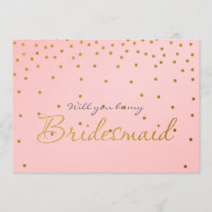  Rosa Gold Foil Confetti Dots BRIDESMAID-kort Inbjudningar
