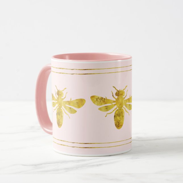 Rosa Gold Foil Humla Mugg (Framsida vänster)