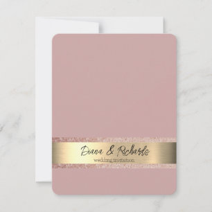 Rosa Gold Foil Rustic Faux bröllopsinbjudan OSA Kort