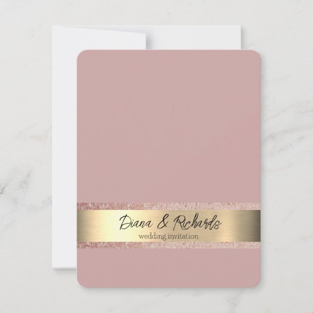 Rosa Gold Foil Rustic Faux bröllopsinbjudan OSA Kort (Framsida)
